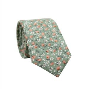 NWT green floral tie • DAZI • Calla Lily